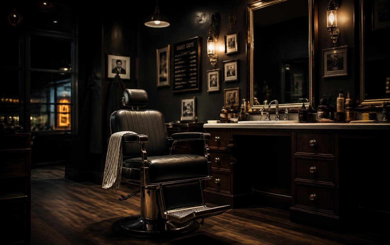 Interior da barbearia Ivan Barber Shop com cadeira de barbeiro clássica